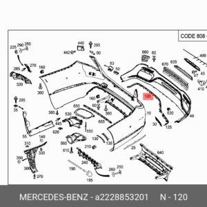 Arka Tampon Nikeljı Mercedes S-Serisi W222 Kasa 2014-2020 A2228853201