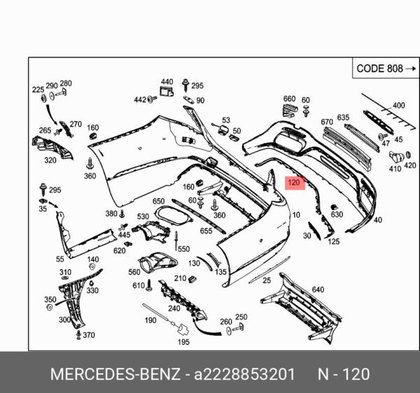 Arka Tampon Nikeljı Mercedes S-Serisi W222 Kasa 2014-2020 A2228853201