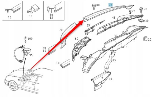 Ön Cam Alt Izgarası Sağ Mercedes E-Serisi W210 Kasa 1995-2002 A2108311058