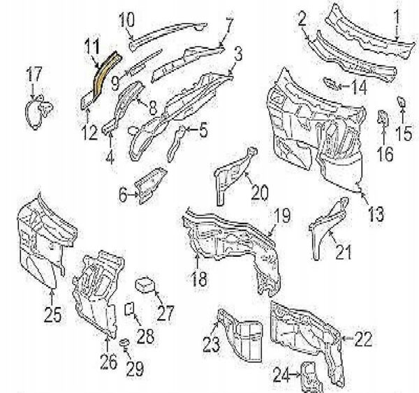 Ön Cam Alt Izgarası Sol Mercedes E-Serisi W210 Kasa 1995-2002 A2108310958