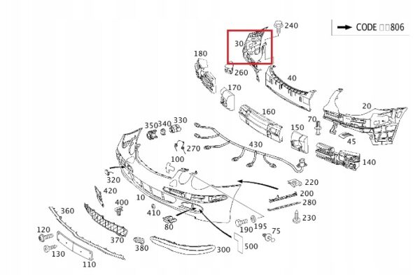 Ön Tampon Sağ İç Braket Mercedes E-Serisi W211 Kasa 2003-2006 A2118800652