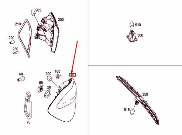 Sağ Dış Stop Mercedes GL-Serisi W166 Kasa 2014-2017 A1669067401