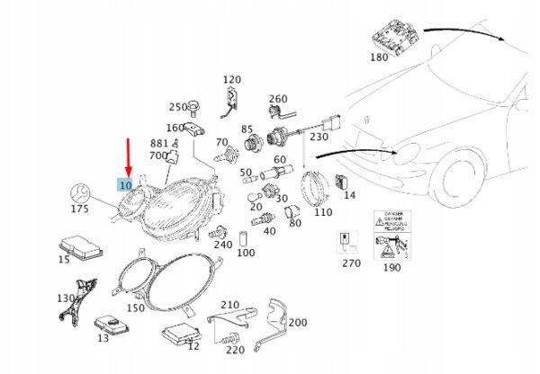 Sol Far Xenon Mercedes E-Serisi W211 Kasa 2003-2005 A2118201361