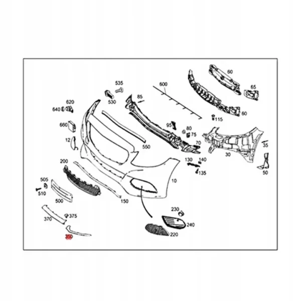 Ön Tampon Sağ Nikelaj Mercedes C-Serisi W205 Kasa 2015-2019 A2058851474