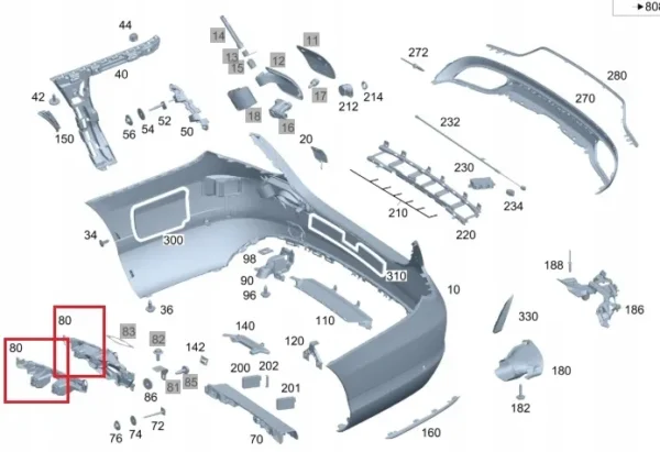 Sağ Stop Braketi Mercedes C-Serisi W205 Kasa 2014-2018 A2058850465