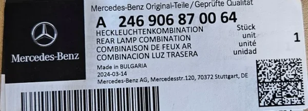 Sol Dış Stop Mercedes B-Serisi W246 Kasa 2013-2016 A2469068700