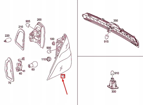 Sol Dış Stop Mercedes GLE-Serisi W166 Kasa 2014-2017 A1669065702