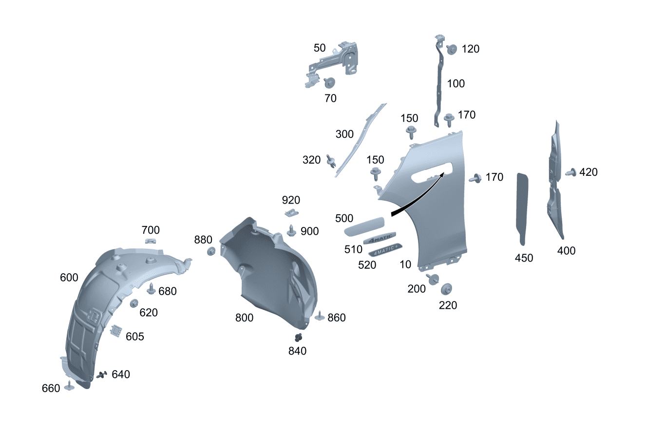 Sol Ön Çamurluk Mercedes EQE-Serisi W295 Kasa 2022-2024 A2958810100
