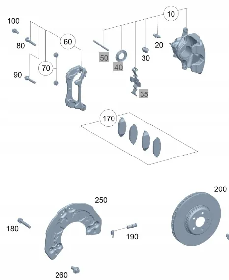 Ön Balata Mercedes C-E Serileri W205, W213, W238 Kasa 2014-2018 A0004209103
