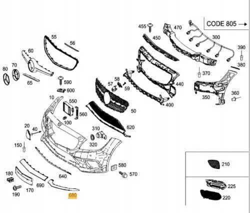 Ön Tampon Sol Nikelaj Mercedes CLS-Serisi W218 Kasa 2015-2019 A2188851574