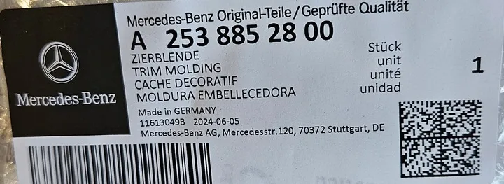 Sağ Ön Nikelaj Mercedes GLC-Serisi W253 Kasa 2015-2019 A2538852800