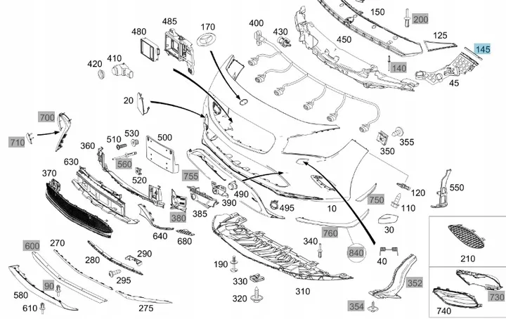 Sol Egzos Braketi Mercedes GLC-Serisi W253 Kasa 2015-2019 A2538852501
