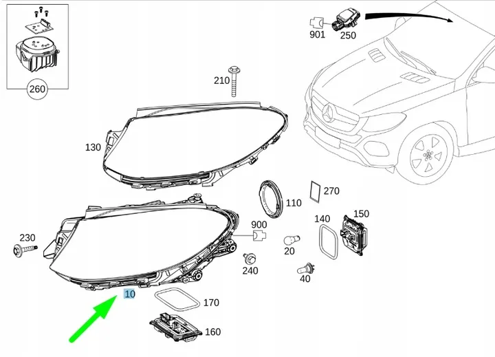 Sol Far Mercedes GLE-Serisi W166 Kasa 2014-2017 A1668200959